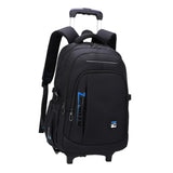 Maxbell Rolling Backpack Portable Nylon Trolley Suitcase for Business Travel Camping Blue 2 Small Wheels