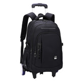 Maxbell Rolling Backpack Portable Nylon Trolley Suitcase for Business Travel Camping Black 2 Large Wheels