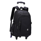 Maxbell Rolling Backpack Portable Nylon Trolley Suitcase for Business Travel Camping Black 2 Large Wheels