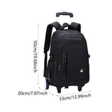 Maxbell Rolling Backpack Portable Nylon Trolley Suitcase for Business Travel Camping Black 2 Large Wheels
