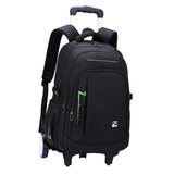 Maxbell Rolling Backpack Portable Nylon Trolley Suitcase for Business Travel Camping Green 2 Large Wheels