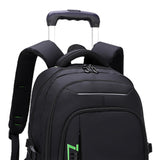 Maxbell Rolling Backpack Portable Nylon Trolley Suitcase for Business Travel Camping Green 2 Large Wheels
