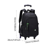 Maxbell Rolling Backpack Portable Nylon Trolley Suitcase for Business Travel Camping Green 2 Large Wheels