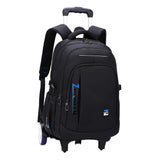Maxbell Rolling Backpack Portable Nylon Trolley Suitcase for Business Travel Camping Blue 2 Large Wheels