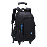 Maxbell Rolling Backpack Portable Nylon Trolley Suitcase for Business Travel Camping Blue 2 Large Wheels