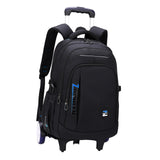 Maxbell Rolling Backpack Portable Nylon Trolley Suitcase for Business Travel Camping Blue 2 Large Wheels