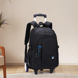 Maxbell Rolling Backpack Portable Nylon Trolley Suitcase for Business Travel Camping Blue 2 Large Wheels