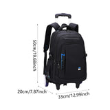 Maxbell Rolling Backpack Portable Nylon Trolley Suitcase for Business Travel Camping Blue 2 Large Wheels