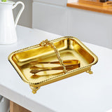 Maxbell Serving Tray Club Home Party Countertop Coffee Table Guest Towel Holder Tray Golden