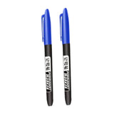 Maxbell 2Pcs Permanent Markers Drawing Card Writing Painting Oil based Paint Markers Blue