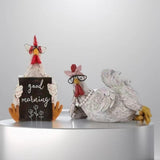 Maxbell Good Morning Chicken Statue Chicken Sculpture for Living Room Entrance Patio Rooster