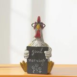 Maxbell Good Morning Chicken Statue Chicken Sculpture for Living Room Entrance Patio Rooster