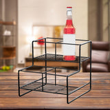 Maxbell Coffee Syrup Rack Display for dressing Shelf Black Easily Install Organizer Double Tier 4 Grids