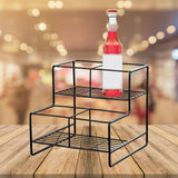 Maxbell Coffee Syrup Rack Display for dressing Shelf Black Easily Install Organizer Double Tier 4 Grids