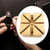 Maxbell Watch Band Holder Wooden with Holes for Repair Link Adjustment Removing Pins