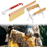 Maxbell 3x Bee Hive Tools Bee Hive Brush Wooden Handle Beekeeping Supplies Equipment