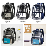 Maxbell Clear Backpack with Pockets Heavy Duty See through Bag for College Work Boys Style A