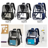 Maxbell Clear Backpack with Pockets Heavy Duty See through Bag for College Work Boys Style A