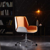 Maxbell Office Chair Business Stable Support Rotatable Liftable Ergonomic Desk Chair White and Orange