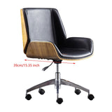 Maxbell Office Chair Business Stable Support Rotatable Liftable Ergonomic Desk Chair Wood Grain and Black