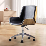 Maxbell Office Chair Business Stable Support Rotatable Liftable Ergonomic Desk Chair Wood Grain and Black