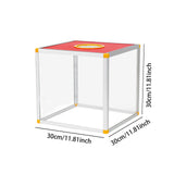 Maxbell Clear Lucky Draw Box Comment Box Lottery Box for Business Fundraising Voting 30x30x30cm Four sides clear