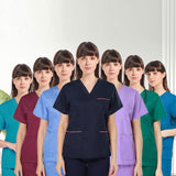 Maxbell Scrubs Set with Pants Breathable Doctor Costume Comfortable Top and Pant Set male S