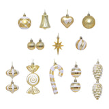 Maxbell 16 Pieces Christmas Balls Holiday Party Miniatures Craft Xmas Small Pendants Gold