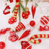 Maxbell 16 Pieces Christmas Balls Holiday Party Miniatures Craft Xmas Small Pendants Red
