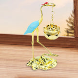 Maxbell Crane Statue Hanging Incense Burner Tabletop Ornament for Yoga Tea House SPA Blue Golden