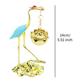 Maxbell Crane Statue Hanging Incense Burner Tabletop Ornament for Yoga Tea House SPA Blue Golden