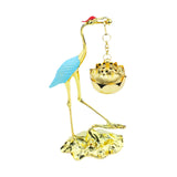 Maxbell Crane Statue Hanging Incense Burner Tabletop Ornament for Yoga Tea House SPA Blue Golden