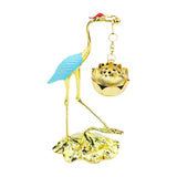 Maxbell Crane Statue Hanging Incense Burner Tabletop Ornament for Yoga Tea House SPA Blue Golden