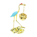 Maxbell Crane Statue Hanging Incense Burner Tabletop Ornament for Yoga Tea House SPA Blue Golden