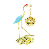 Maxbell Crane Statue Hanging Incense Burner Tabletop Ornament for Yoga Tea House SPA Blue Golden