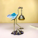 Maxbell Crane Statue Hanging Incense Burner Tabletop Ornament for Yoga Tea House SPA Blue Golden