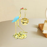 Maxbell Crane Statue Hanging Incense Burner Tabletop Ornament for Yoga Tea House SPA Blue Golden