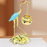 Maxbell Crane Statue Hanging Incense Burner Tabletop Ornament for Yoga Tea House SPA Blue Golden