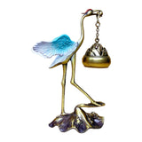 Maxbell Crane Statue Hanging Incense Burner Tabletop Ornament for Yoga Tea House SPA Blue Bronze