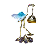 Maxbell Crane Statue Hanging Incense Burner Tabletop Ornament for Yoga Tea House SPA Blue Bronze