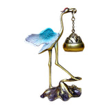 Maxbell Crane Statue Hanging Incense Burner Tabletop Ornament for Yoga Tea House SPA Blue Bronze