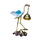 Maxbell Crane Statue Hanging Incense Burner Tabletop Ornament for Yoga Tea House SPA Blue Bronze