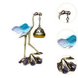 Maxbell Crane Statue Hanging Incense Burner Tabletop Ornament for Yoga Tea House SPA Blue Bronze