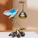 Maxbell Crane Statue Hanging Incense Burner Tabletop Ornament for Yoga Tea House SPA Blue Bronze