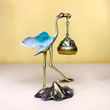 Maxbell Crane Statue Hanging Incense Burner Tabletop Ornament for Yoga Tea House SPA Blue Bronze