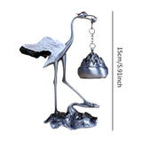 Maxbell Crane Statue Hanging Incense Burner Tabletop Ornament for Yoga Tea House SPA Silver White