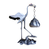 Maxbell Crane Statue Hanging Incense Burner Tabletop Ornament for Yoga Tea House SPA Silver White