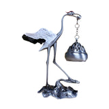 Maxbell Crane Statue Hanging Incense Burner Tabletop Ornament for Yoga Tea House SPA Silver White