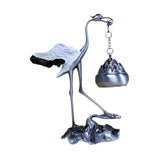 Maxbell Crane Statue Hanging Incense Burner Tabletop Ornament for Yoga Tea House SPA Silver White