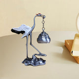 Maxbell Crane Statue Hanging Incense Burner Tabletop Ornament for Yoga Tea House SPA Silver White